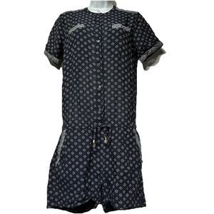 Scotch & Soda Maison Scotch short sleeve blue pockets geometric printed Romper 1
